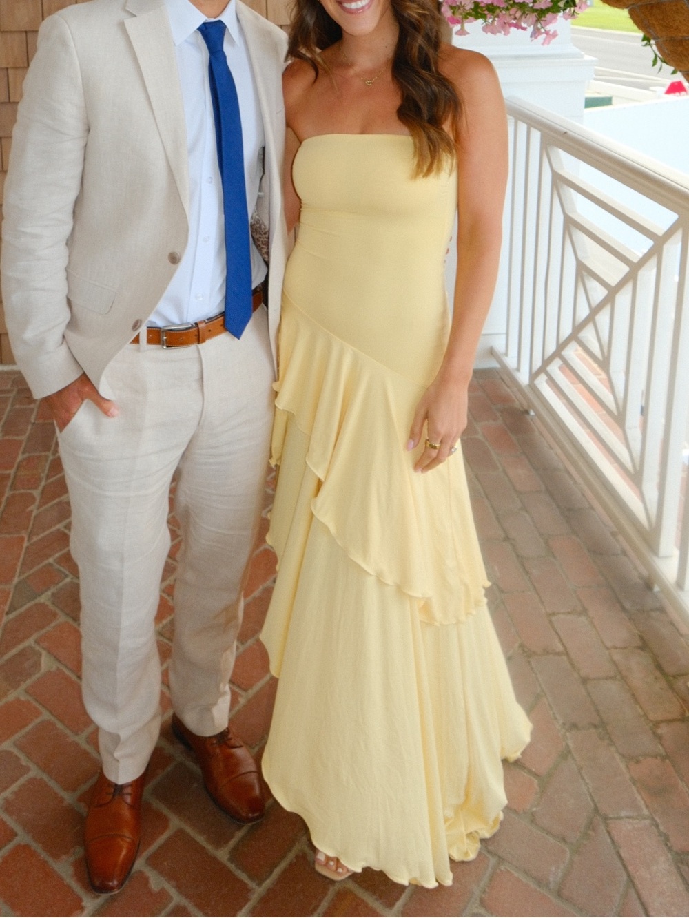 Lucy in the Sky Strapless Asymmetric Ruffle Maxi Dress